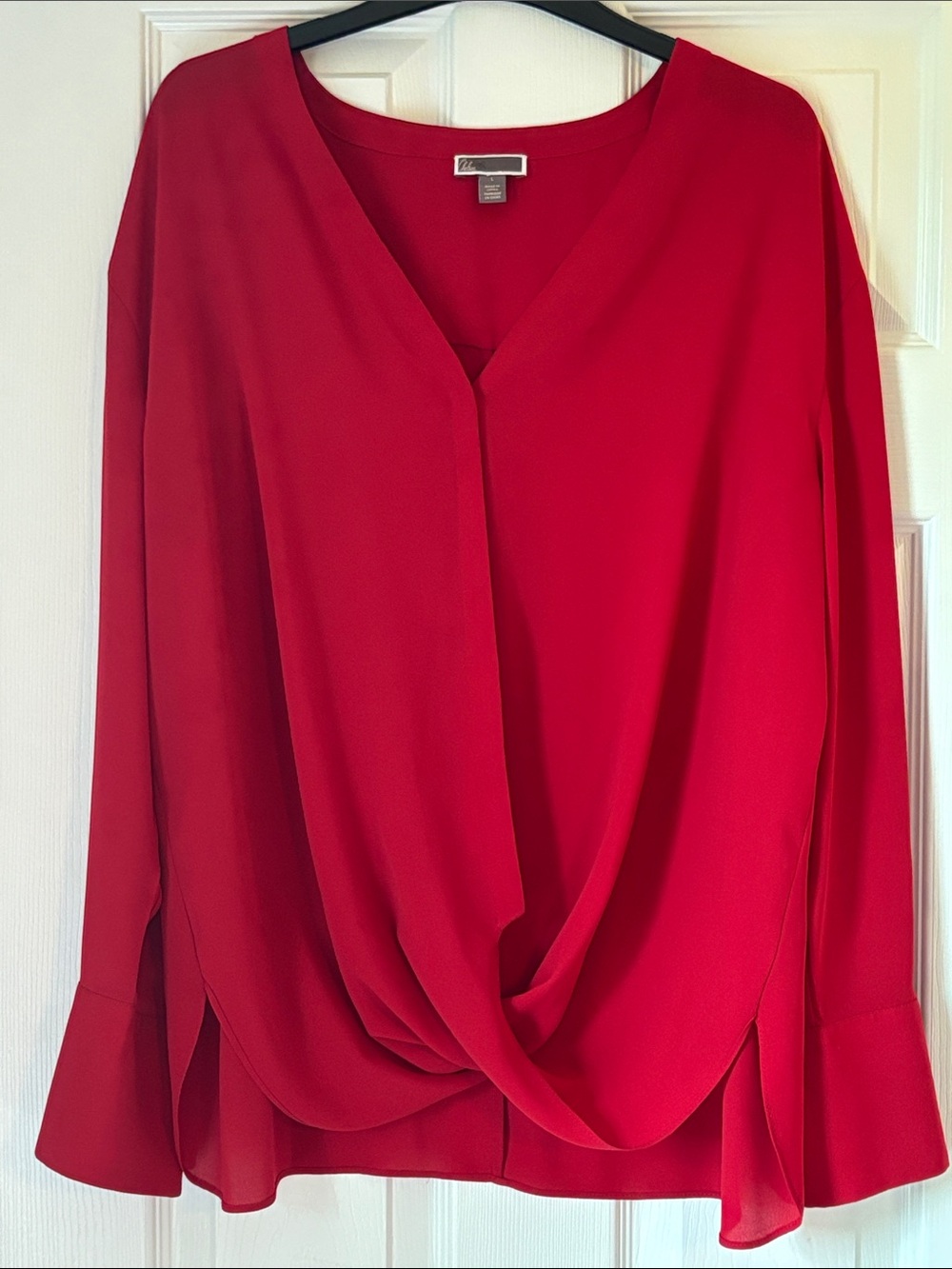 Chelsea28 Red Draped Front V-Neck Blouse